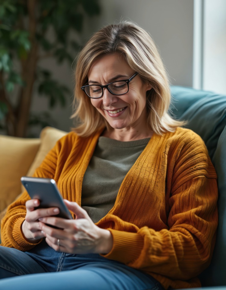 Lady scrolling on a mobile phone